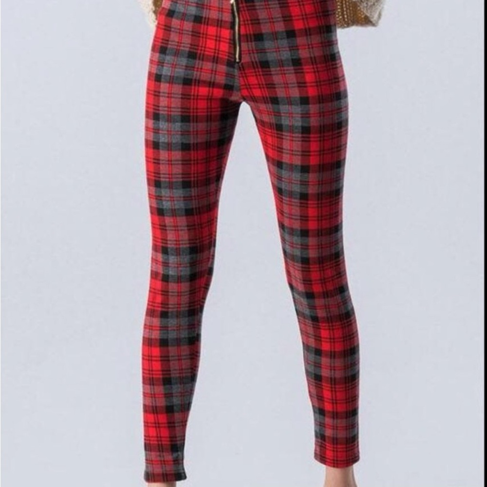 Red and Black Plaid Leggings